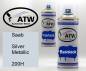 Preview: Saab, Silver Metallic, 200H: 400ml Sprühdose + 400ml Klarlack - Set, von ATW Autoteile West.